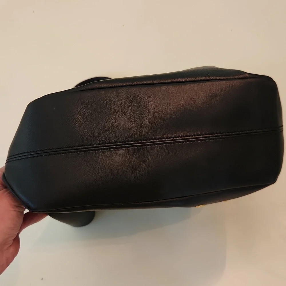 Tory Burch Star Stud Black Leather Tote Bag Purse